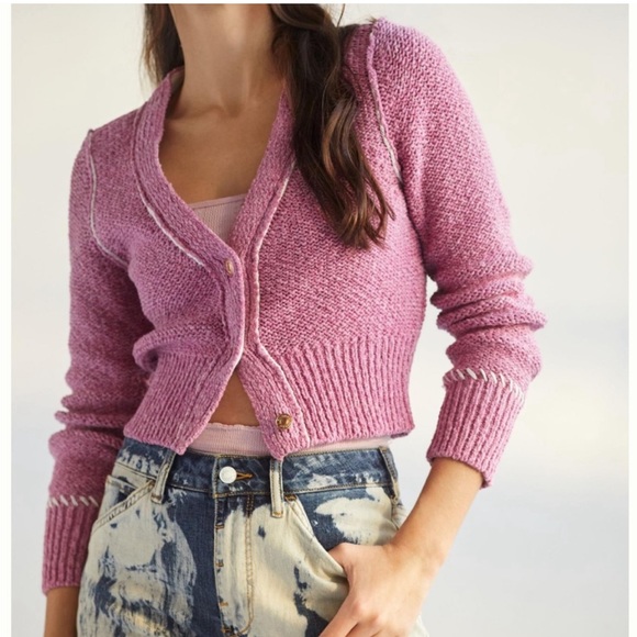 Anthropologie Sweaters - Anthropologie Pilcro Icon Cardigan Sweater Pink Heart Ying Yang